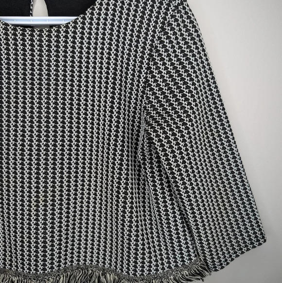 River Island Black & White Tweed Style Fringe Detailed Dress - Picture 3 of 9